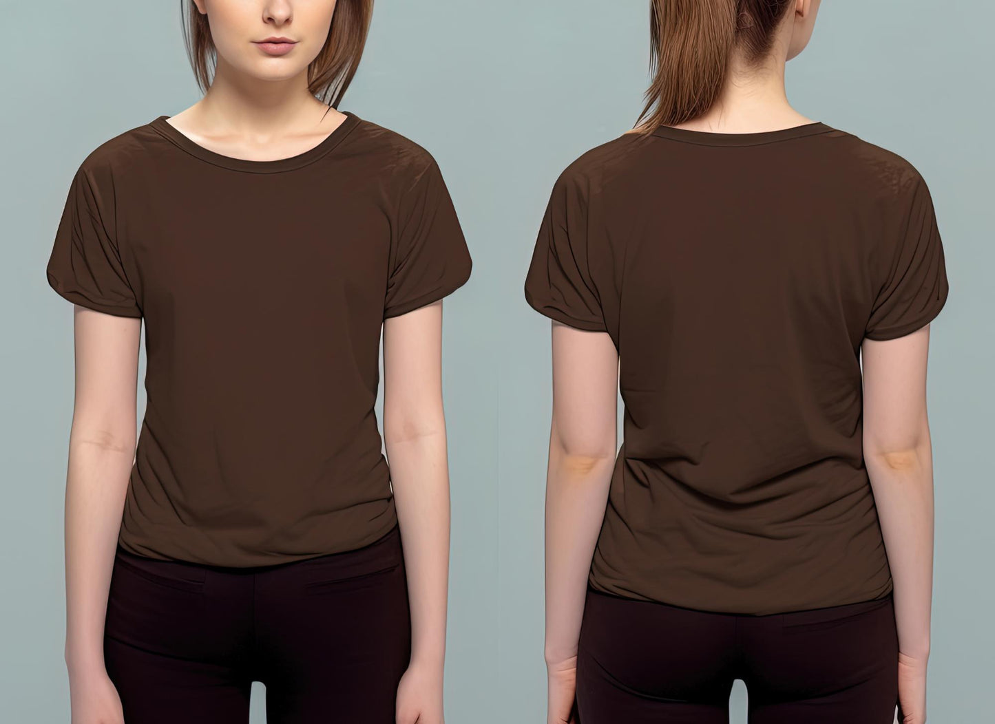 Female Classic Crew T-Shirt | Plain and Soft | Maroon | Coffee Brown | Orange.